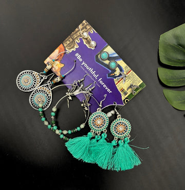 12 Ethnic Earrings Combo Set For Women - Ribbon of summer