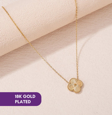 Cute clover necklace with Free Stainless Steel Hoop Earrings - Ribbon of summer