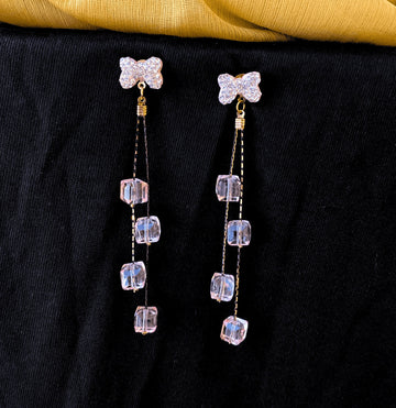 Cute pink butterfly Korean earrings - Ribbon of summer