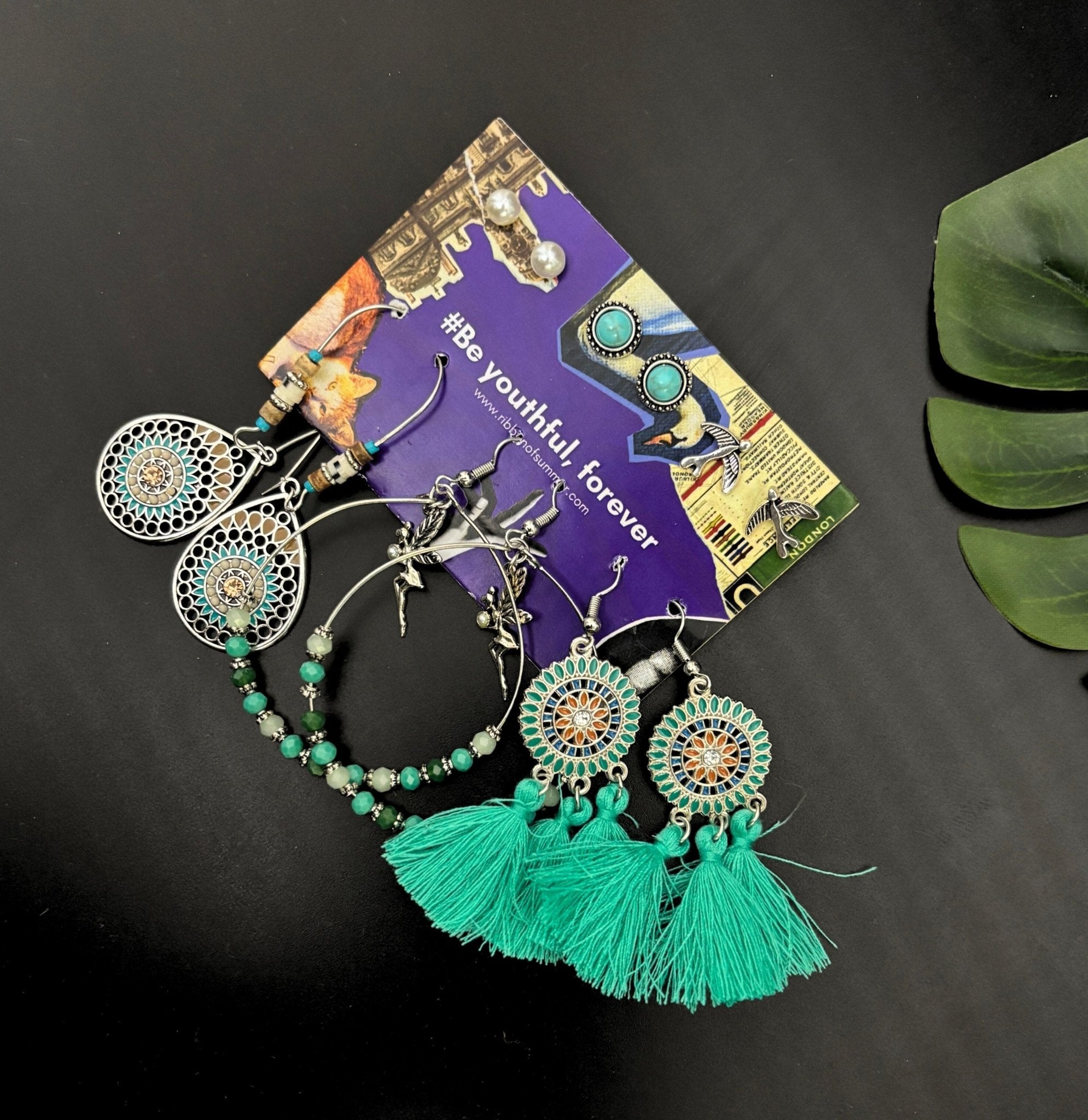 12 Ethnic Earrings Combo Set For Women - Ribbon of summer