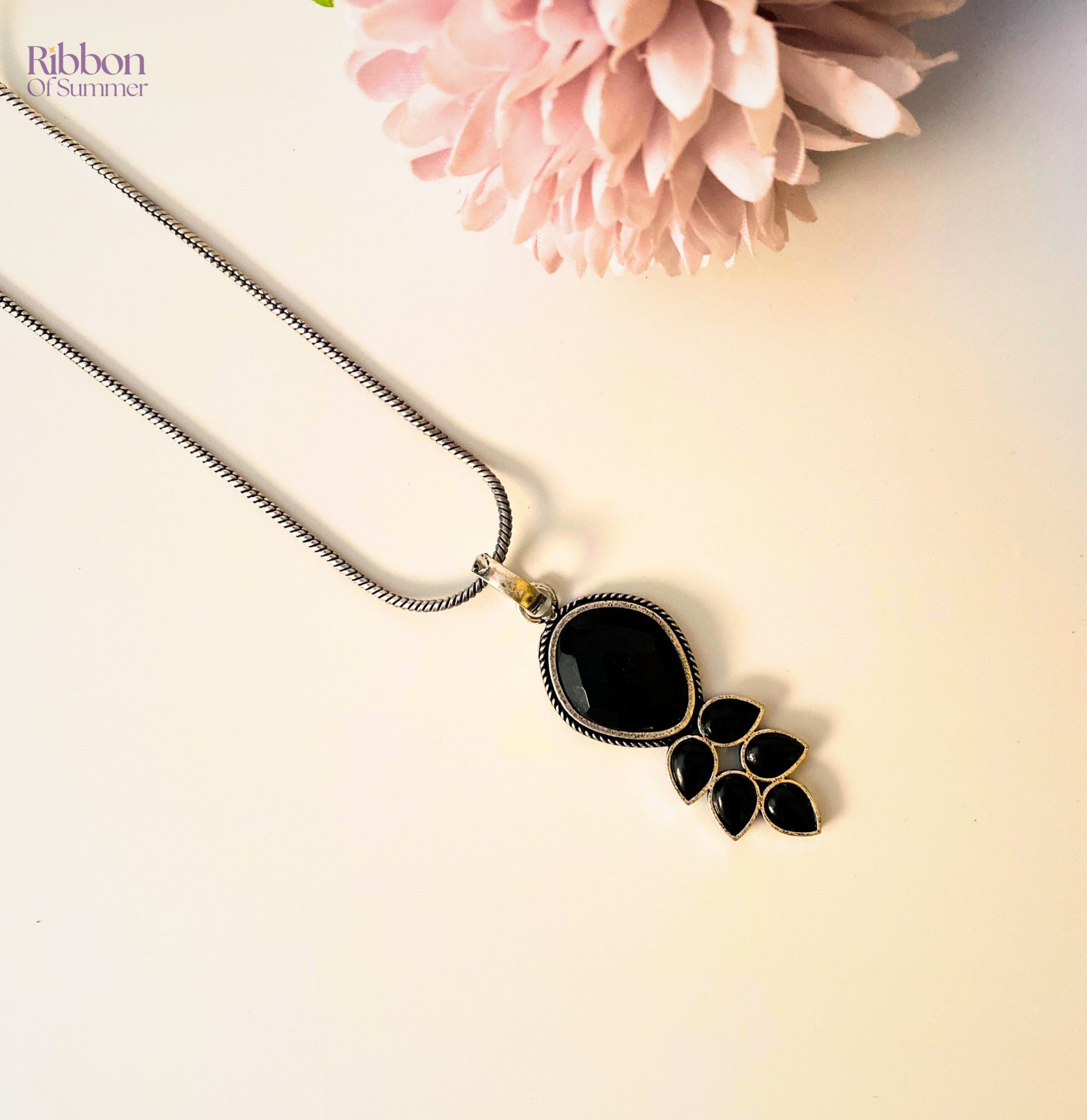 black locket for girls - Ribbon of summer