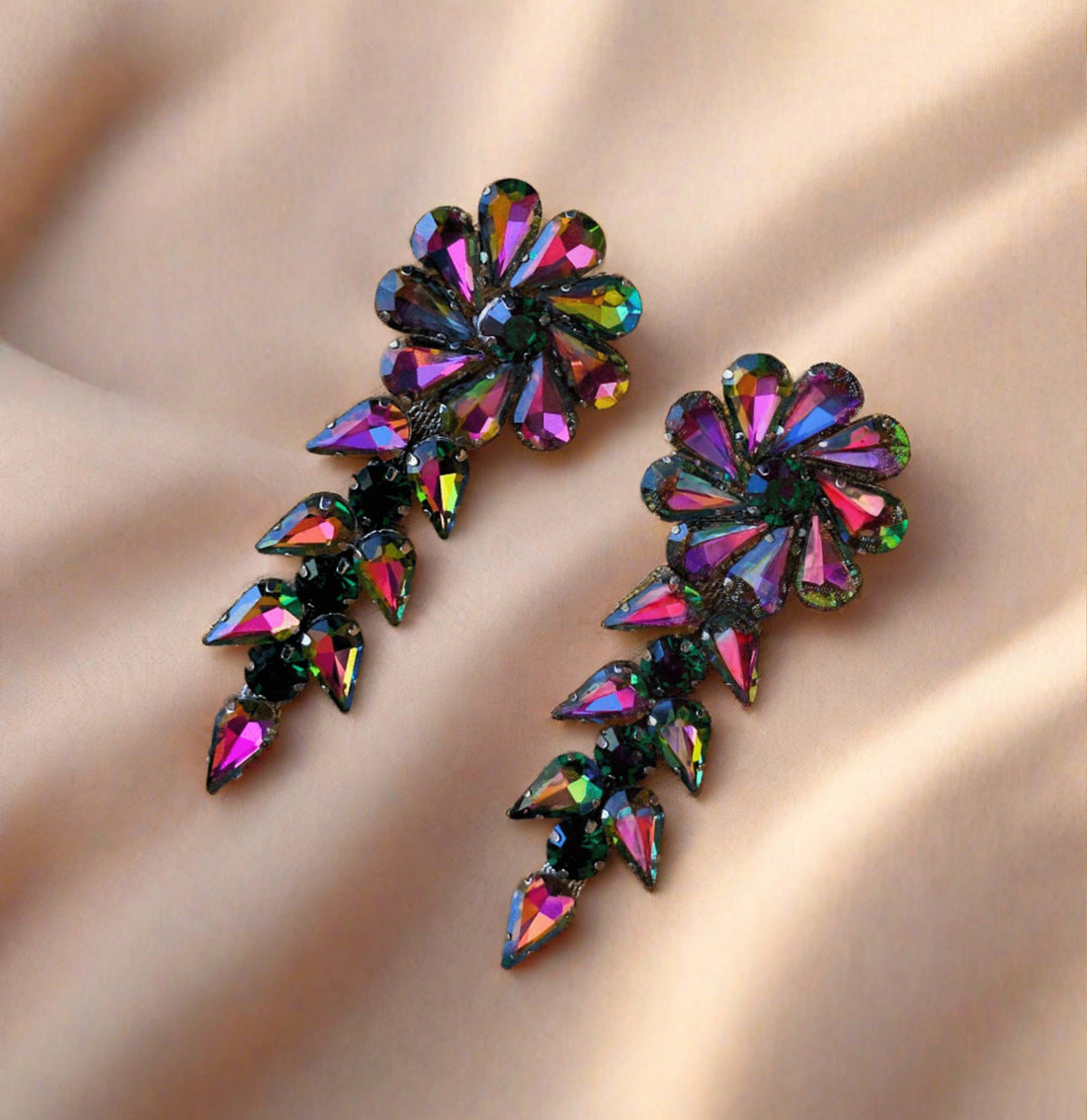 Crystal korean earrings - Ribbon of summer