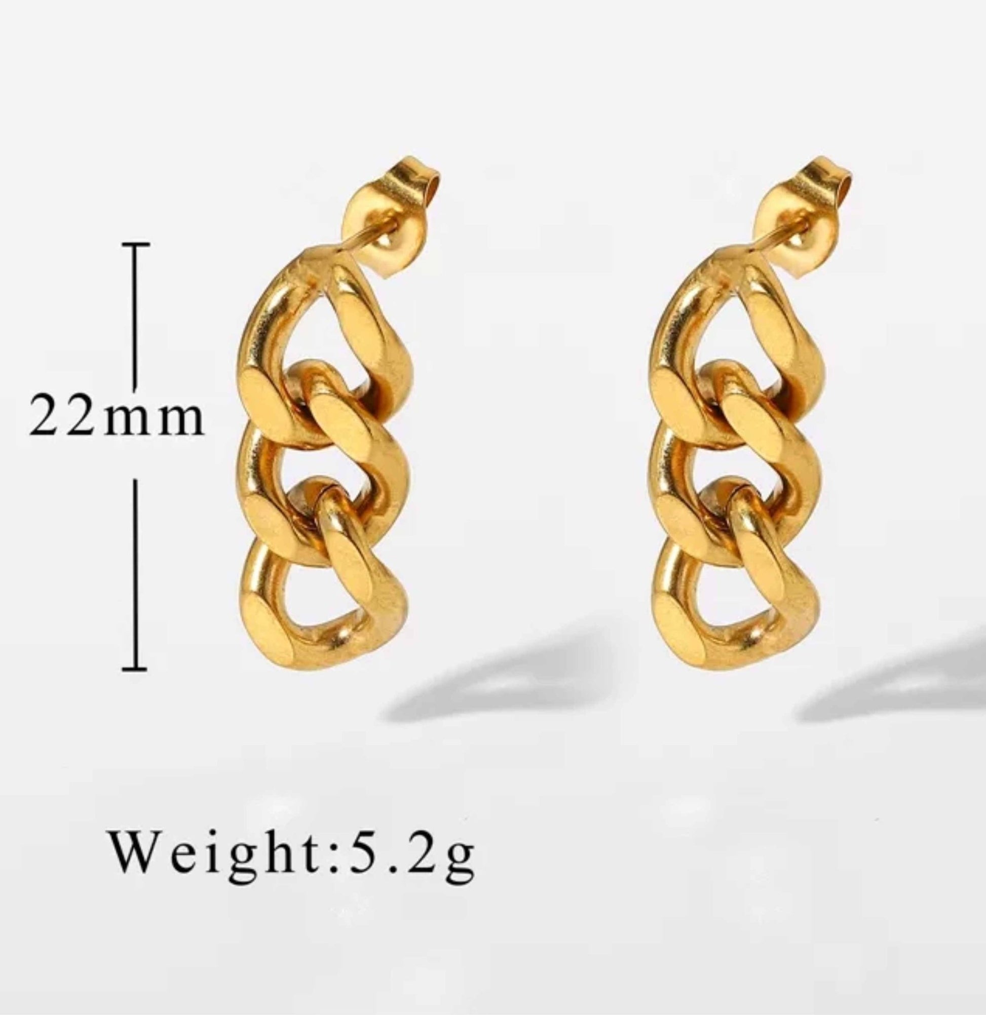 Cuban link drop earrings - Ribbon of summer