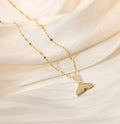 Cute gold fishtail necklace - Ribbon of summer