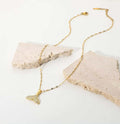 Cute gold fishtail necklace - Ribbon of summer