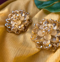 Cute golden flower earrings - Ribbon of summer