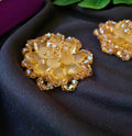 Cute golden flower earrings - Ribbon of summer