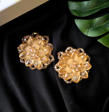 Cute golden flower earrings - Ribbon of summer