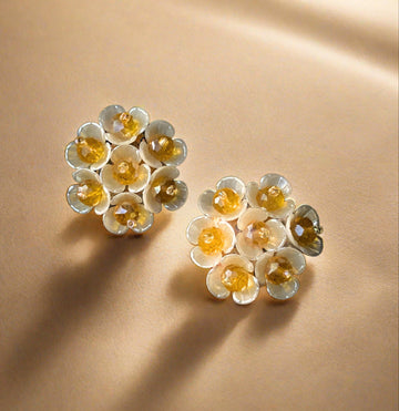 Cute yellow vibe flower earrings - Ribbon of summer