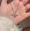 Dainty Angel heart pendant - Ribbon of summer