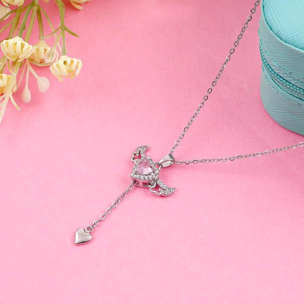 Dainty Angel heart pendant - Ribbon of summer