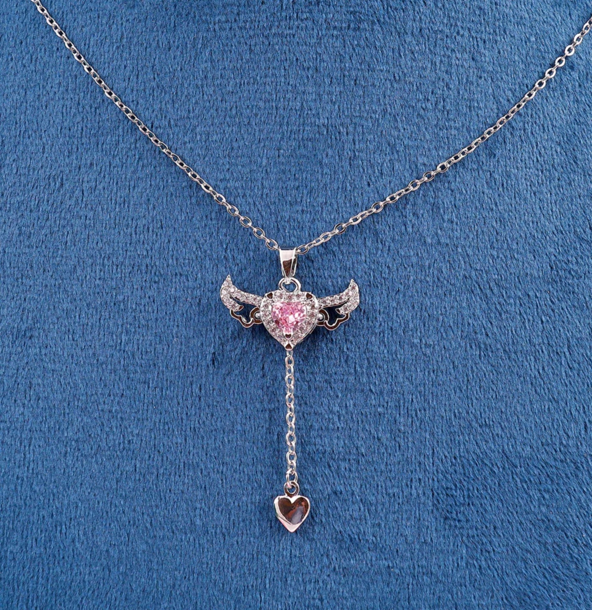 Dainty Angel heart pendant - Ribbon of summer