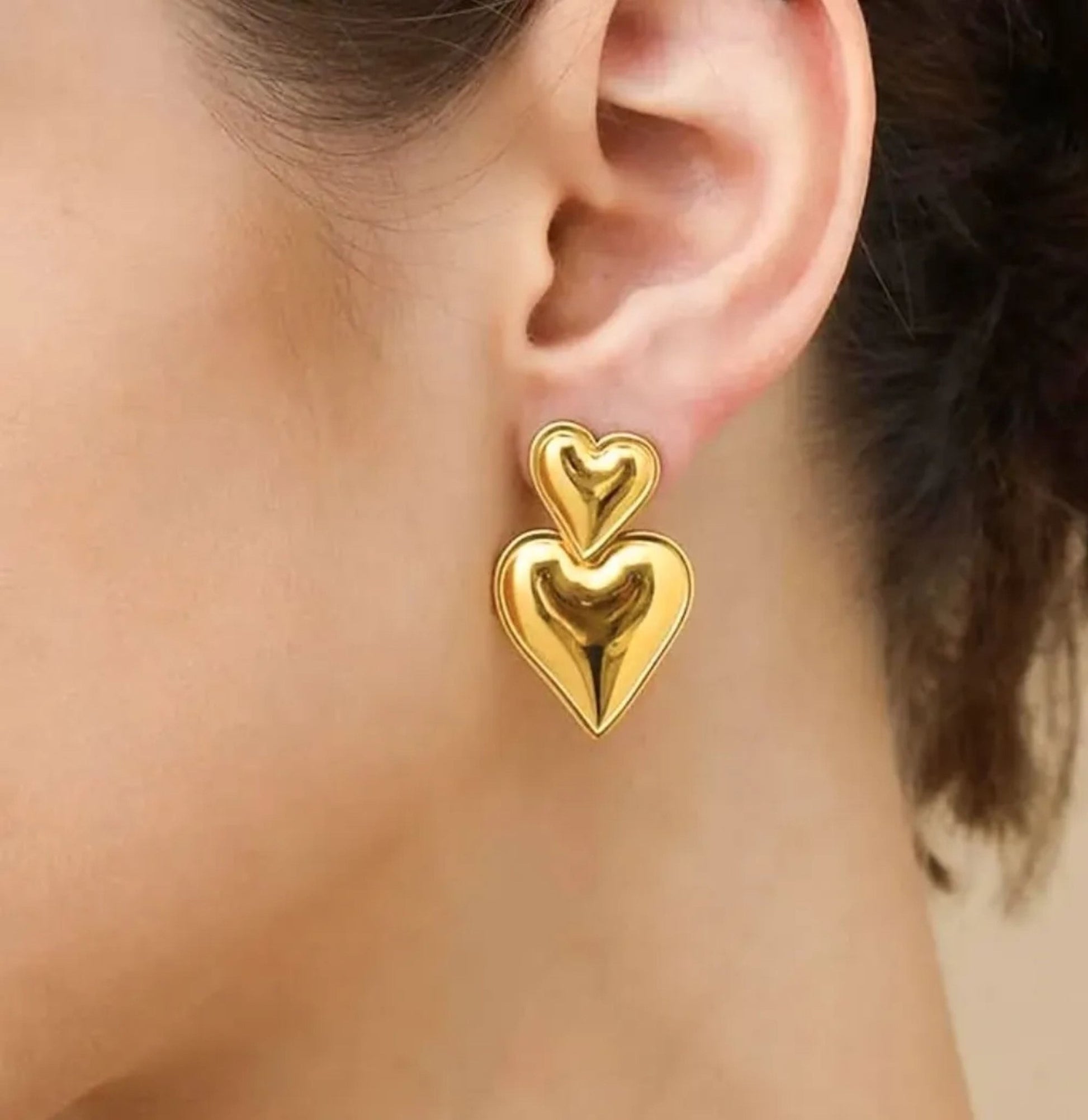 Dainty heart earrings for women - Ribbon of summer