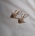 Dainty heart lock earrings - Ribbon of summer