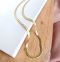 Dainty Herringbone necklace for women - Ribbon of summer