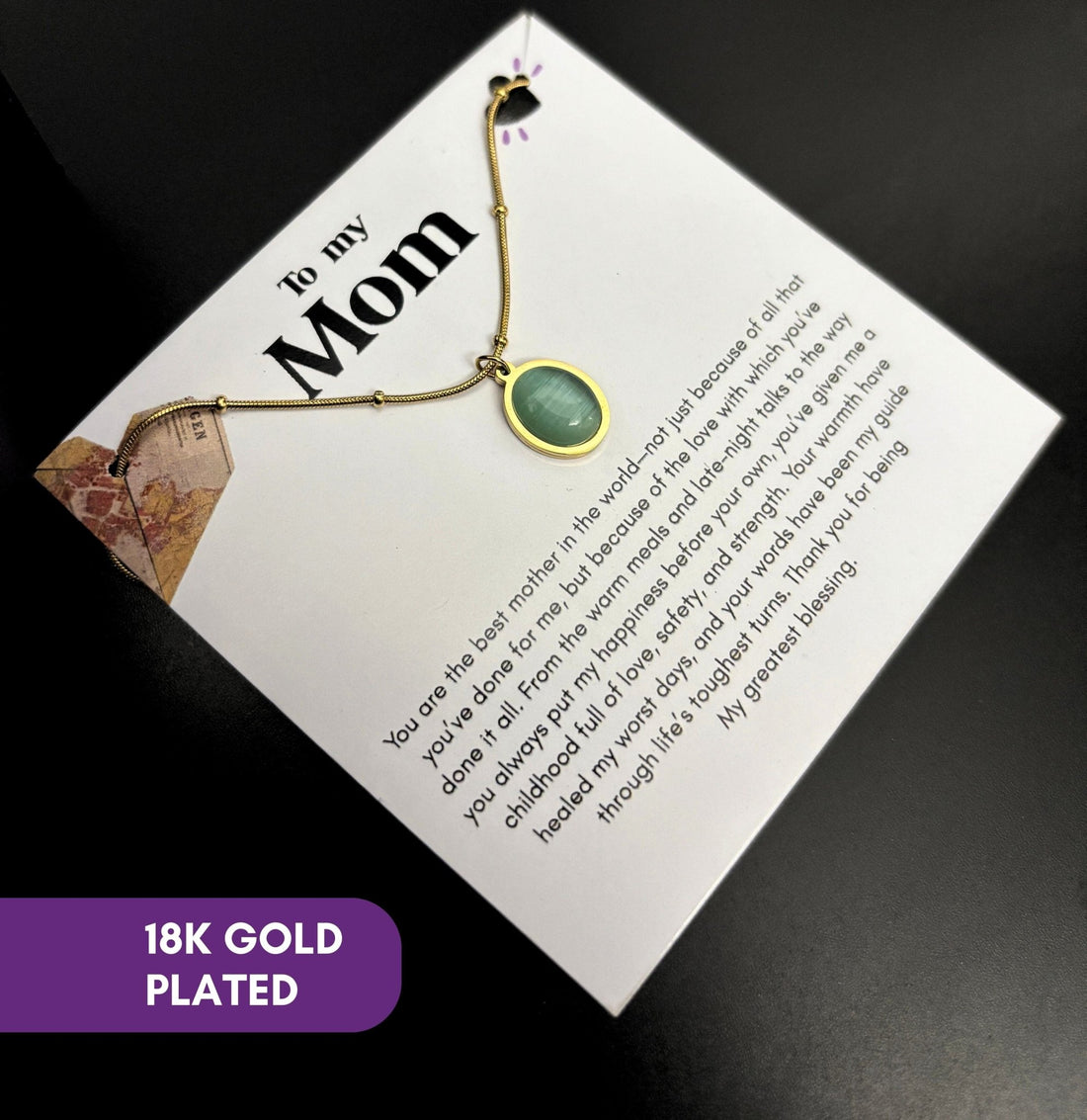Dainty necklace for mom ( with note ) - Ribbon of summer