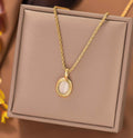 Dainty oval pendant for women - Ribbon of summer