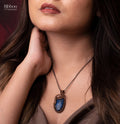 Diva Blue Stone Pendant Necklace - Ribbon of summer