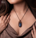 Diva Blue Stone Pendant Necklace - Ribbon of summer