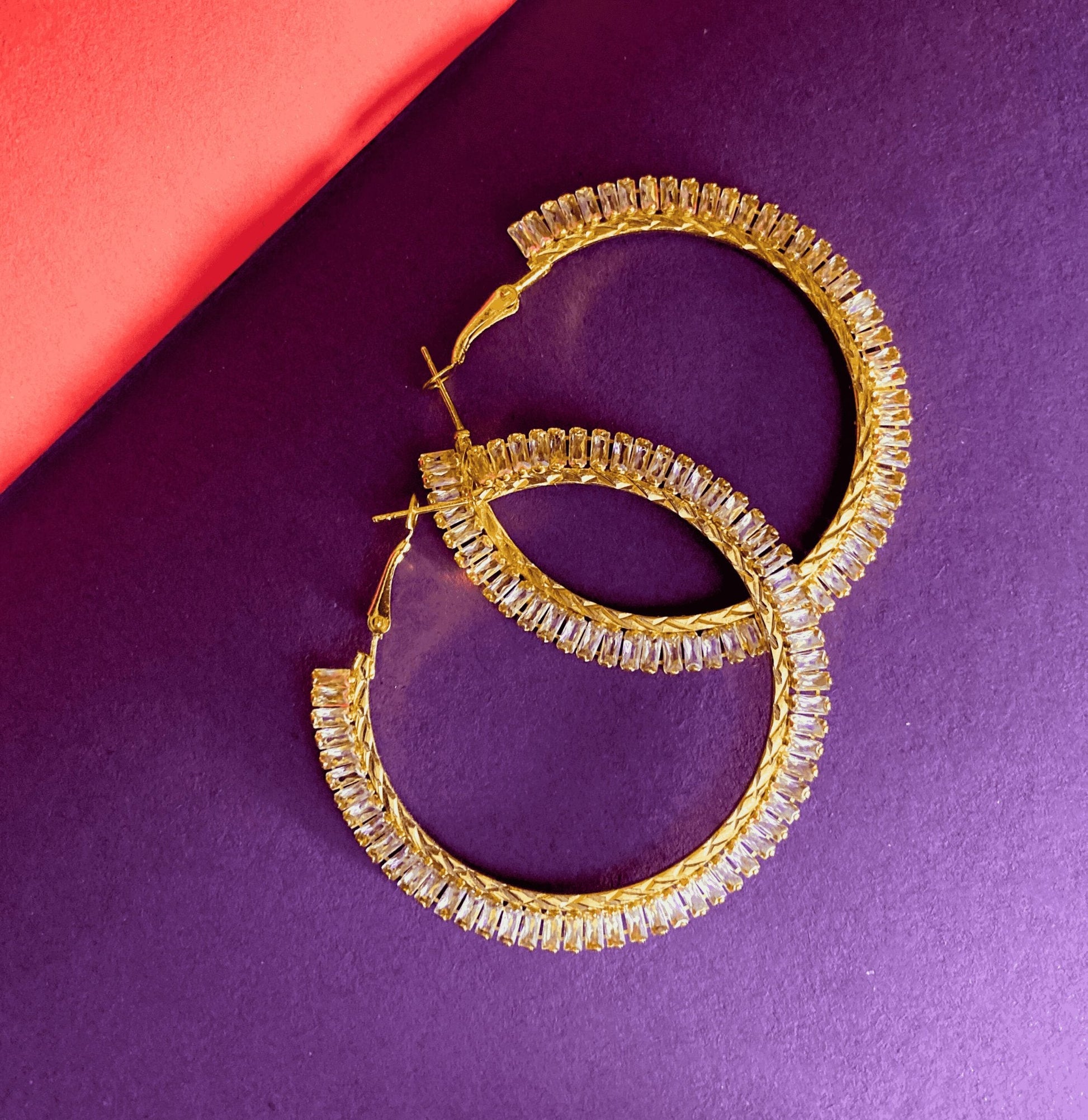 Gold hoop earrings for women - Ribbon of summer