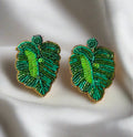 leafy quirky beaded earring - Ribbon of summer