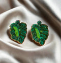 leafy quirky beaded earring - Ribbon of summer