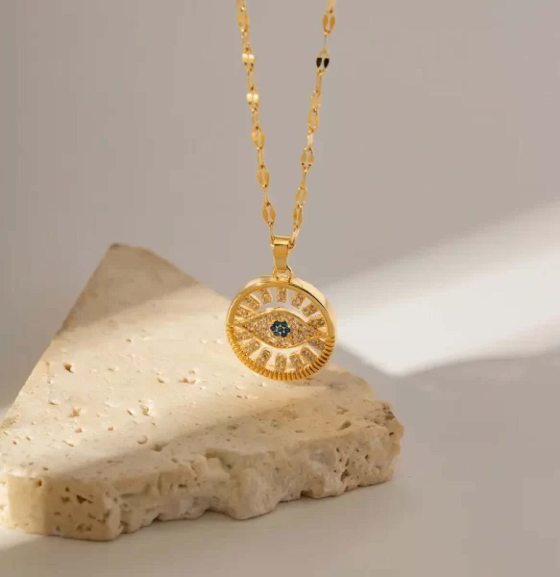 Minimal evil eye necklace - Ribbon of summer