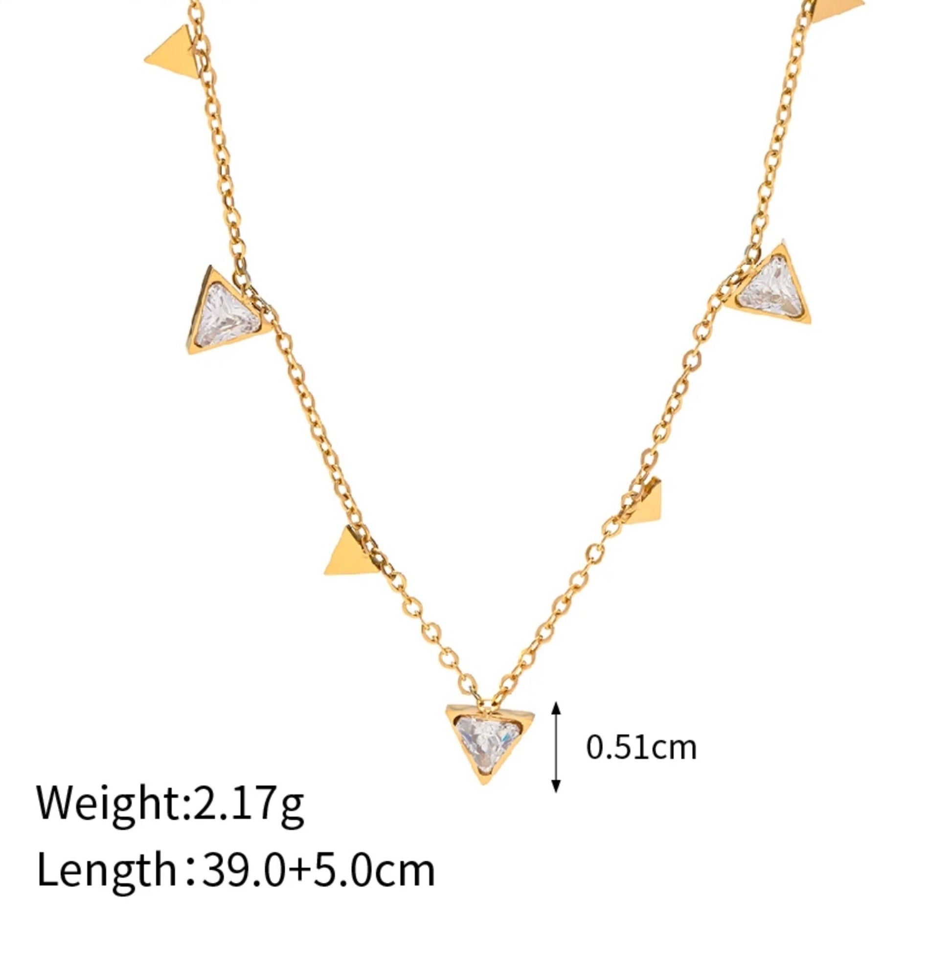 Minimal triangle crystal necklace - Ribbon of summer