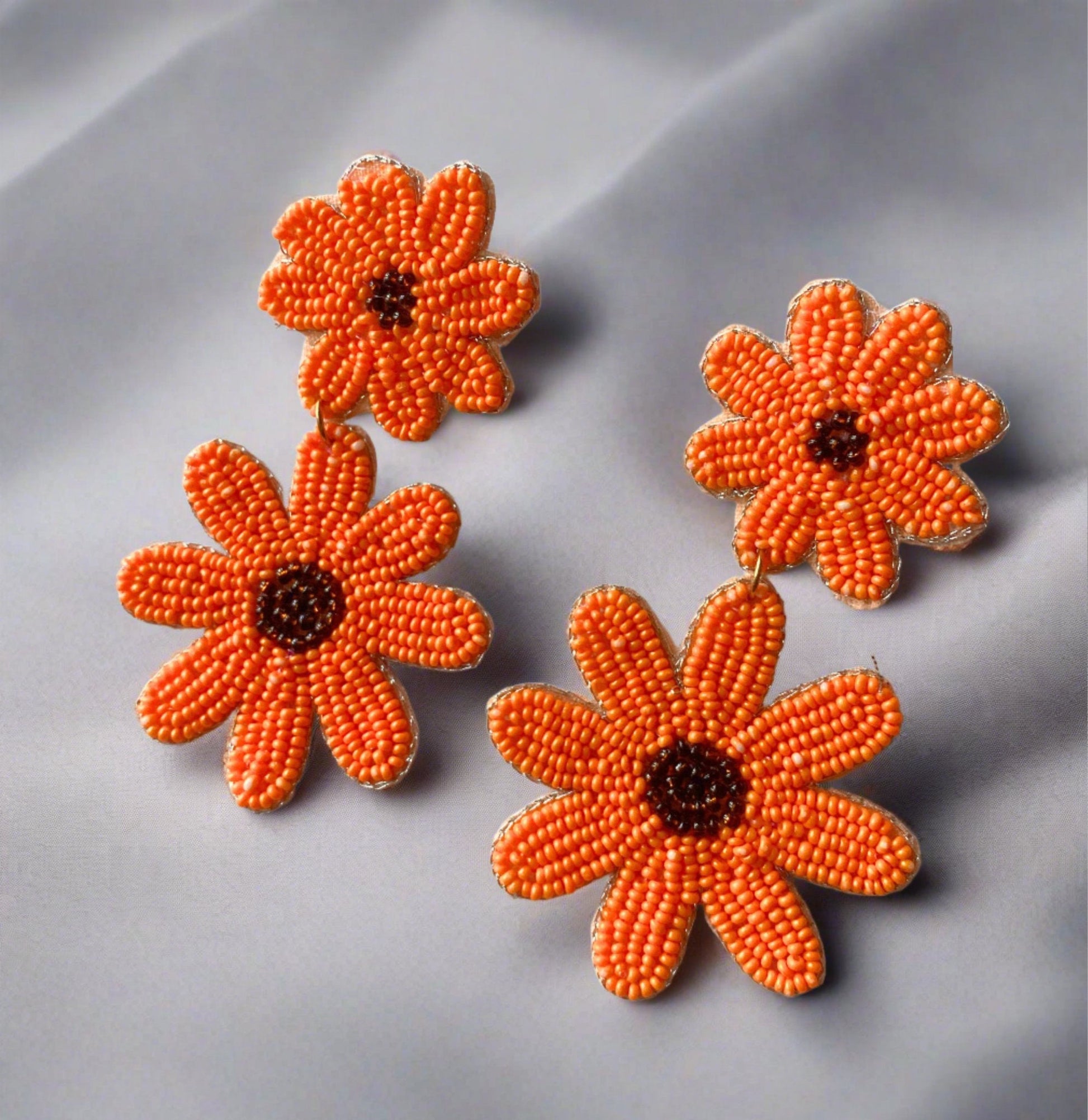 Quirky floral beaded earrings - Ribbon of summer