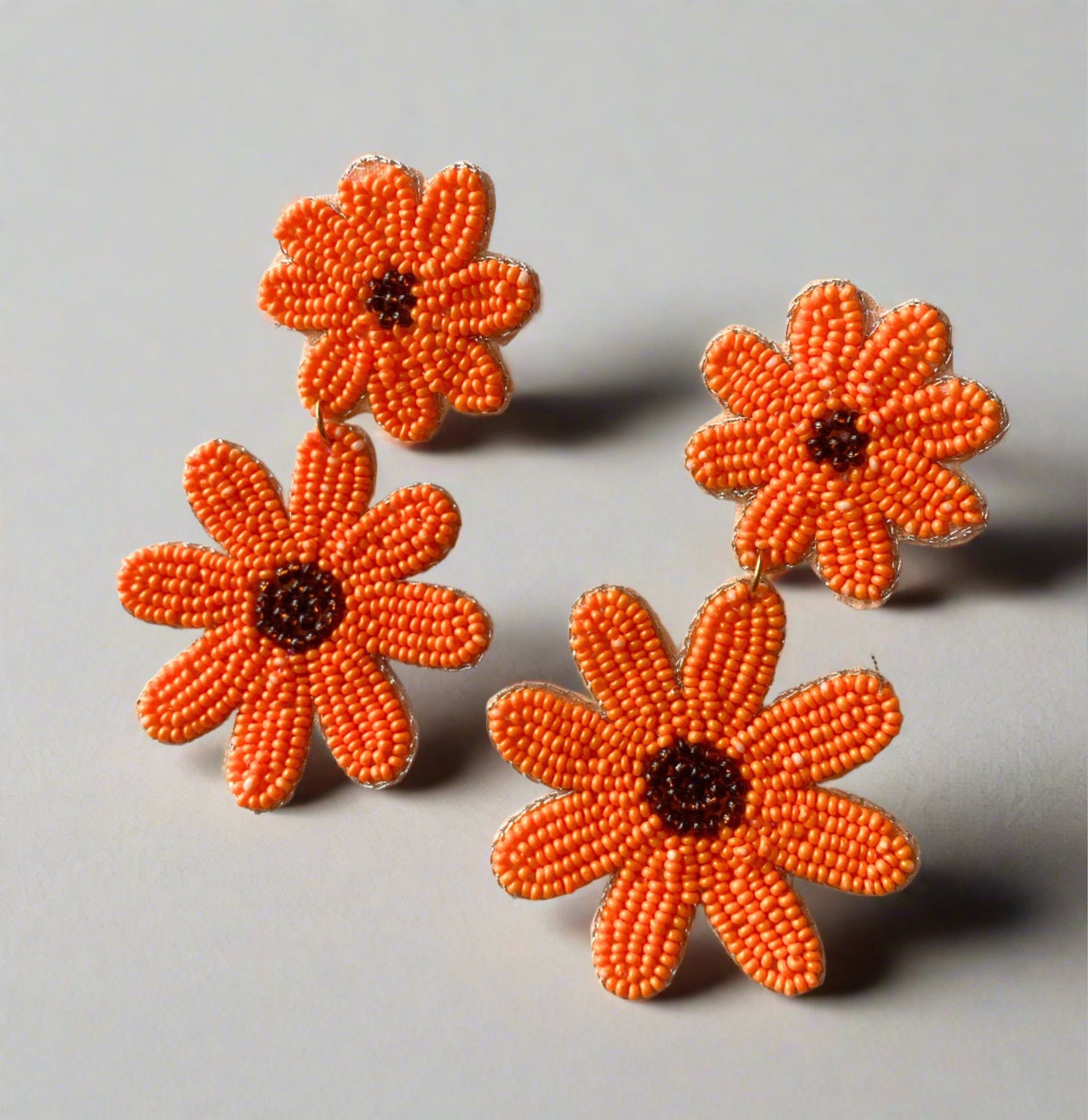 Quirky floral beaded earrings - Ribbon of summer