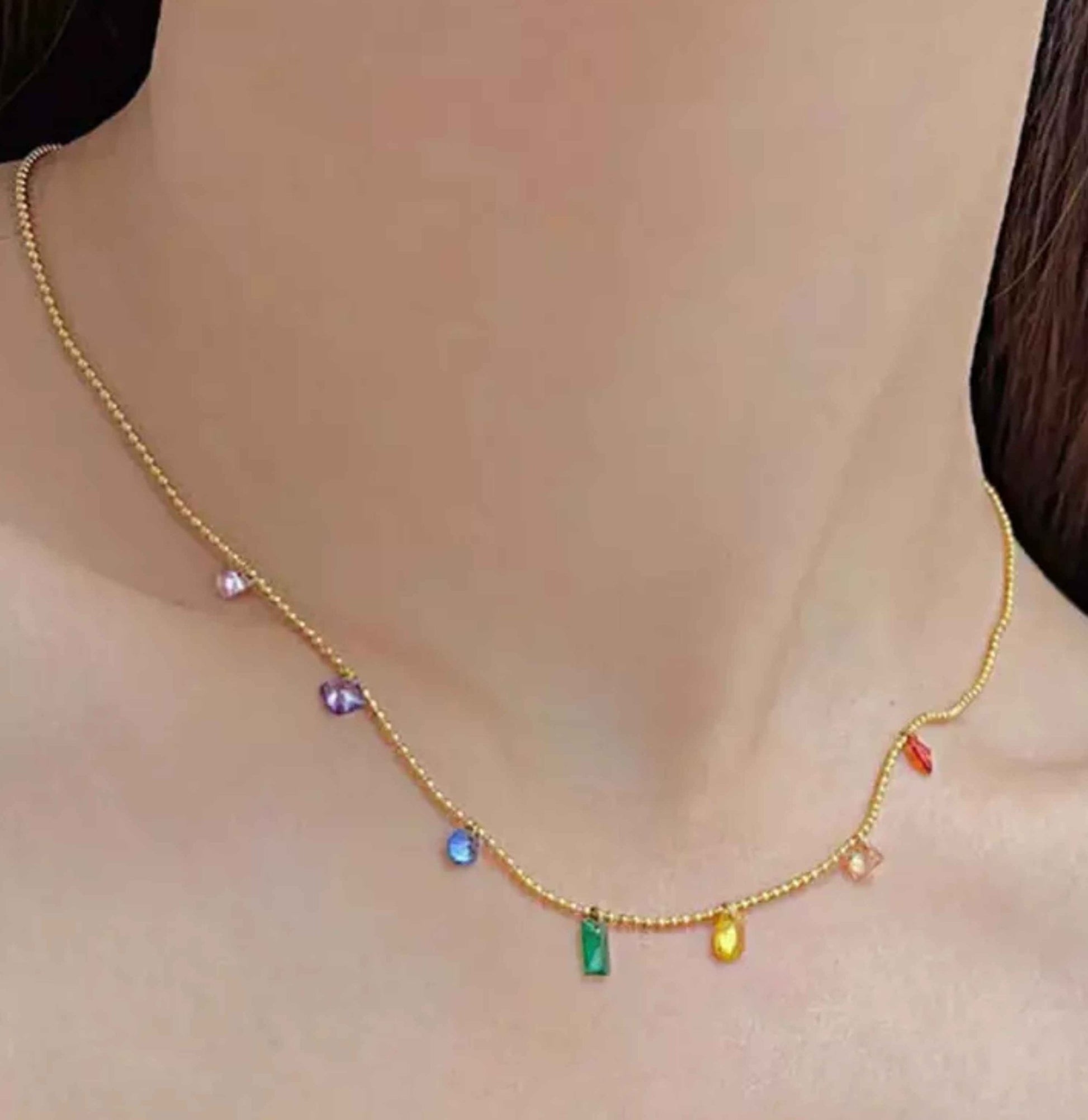 Rainbow Necklace for Women - Ribbon of summer