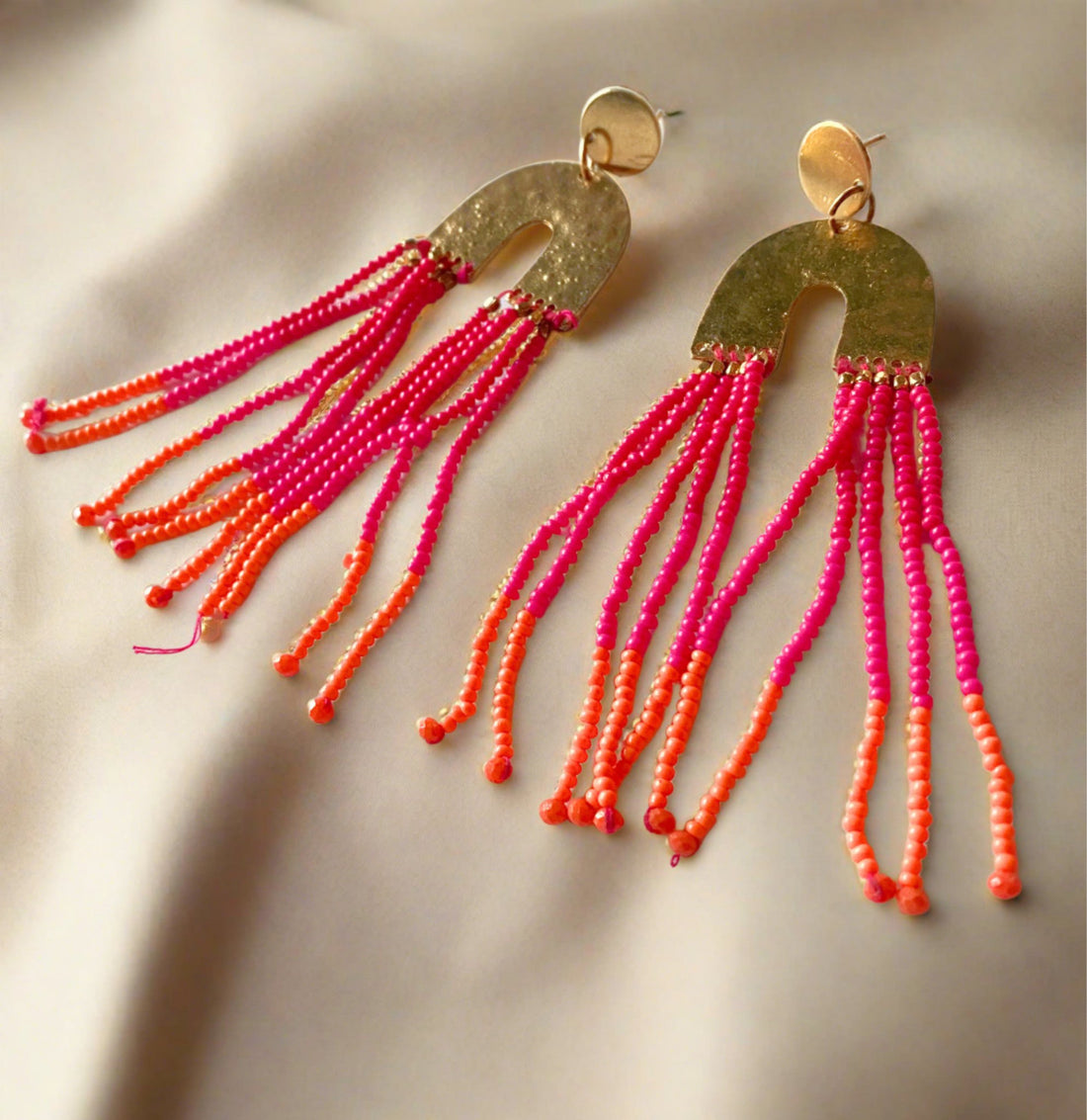 Swing drop beaded earrings - Ribbon of summer