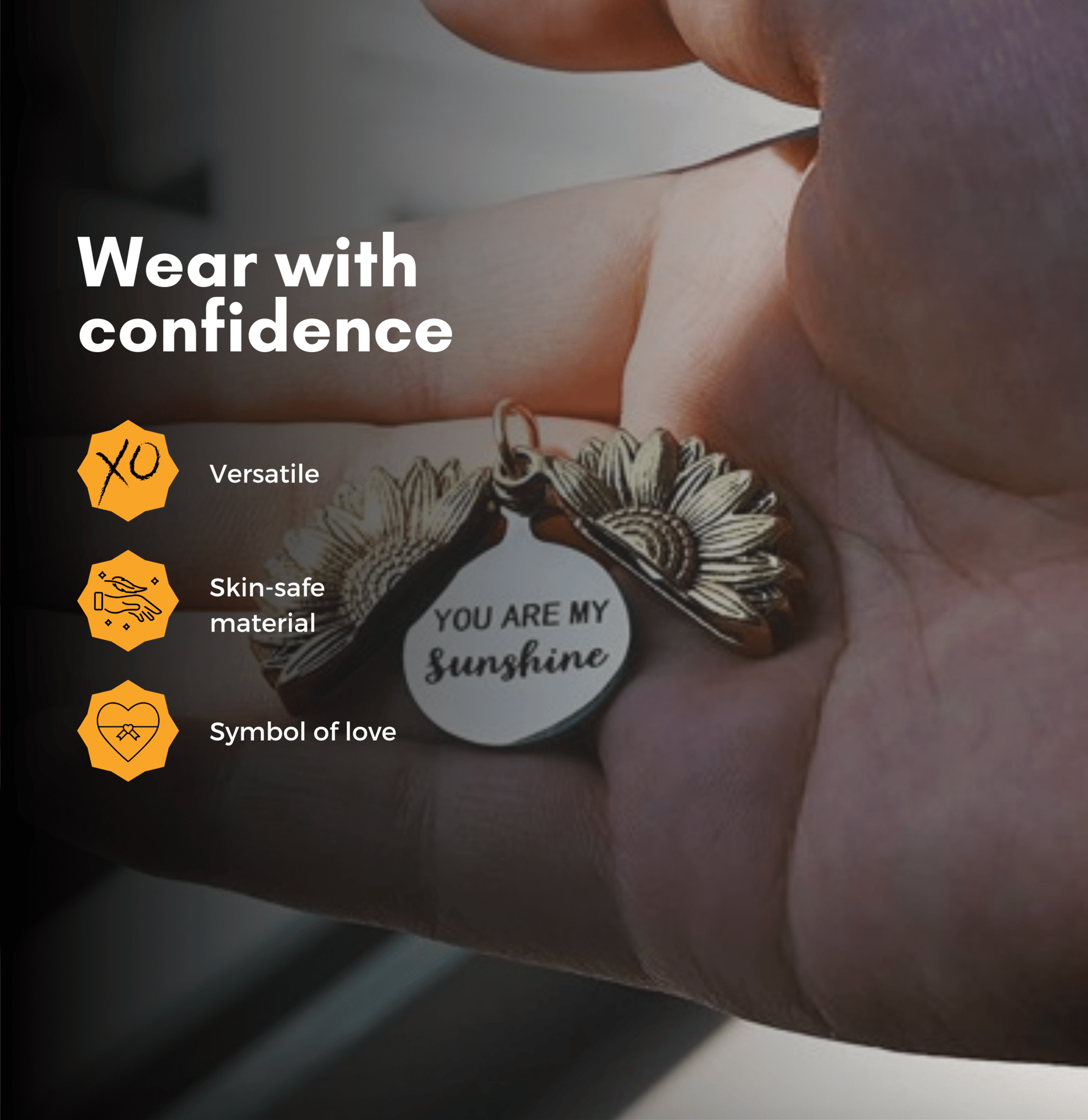 "You Are My Sunshine" Engraved Sunflower necklace - Ribbon of summer