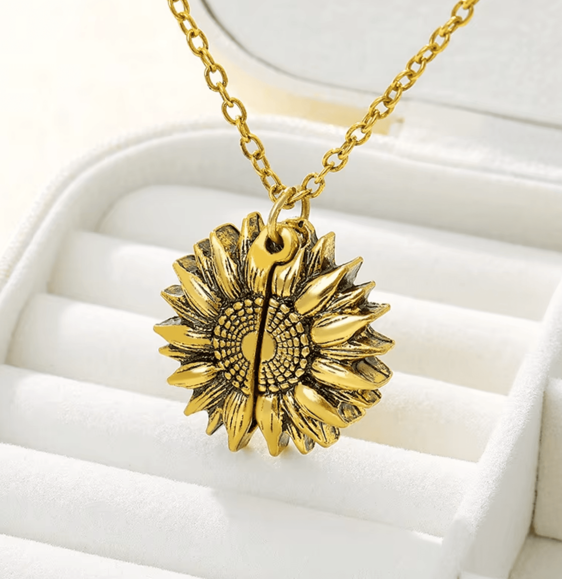 "You Are My Sunshine" Engraved Sunflower necklace - Ribbon of summer