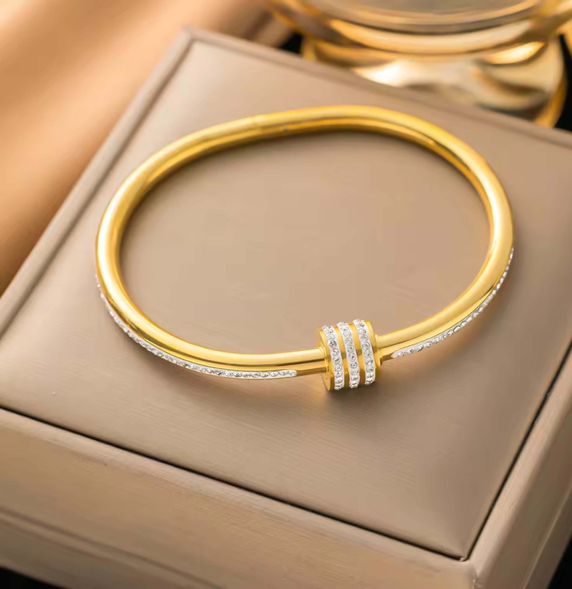 zirconia gold plated ladies bracelet - Ribbon of summer