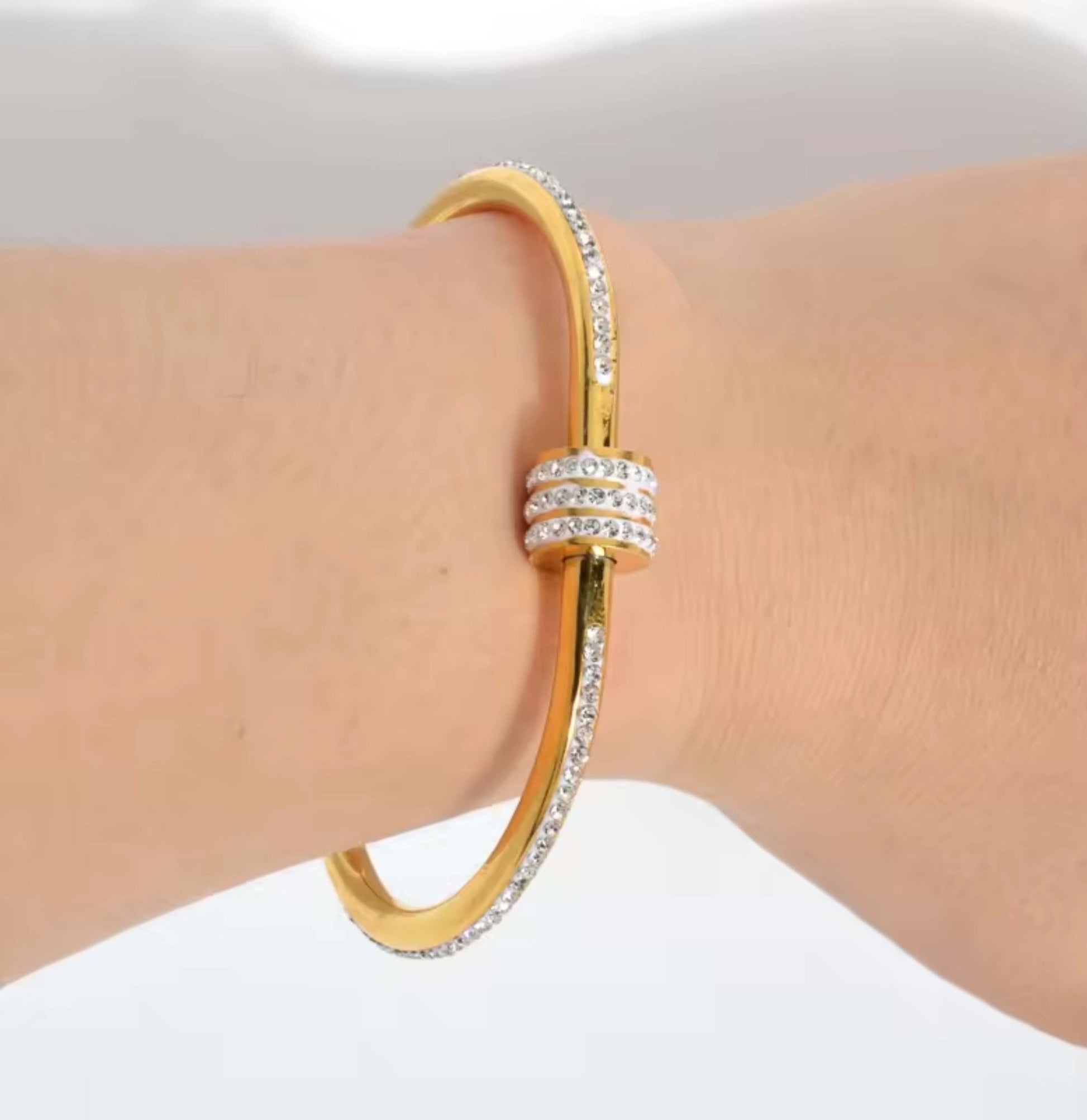 zirconia gold plated ladies bracelet - Ribbon of summer