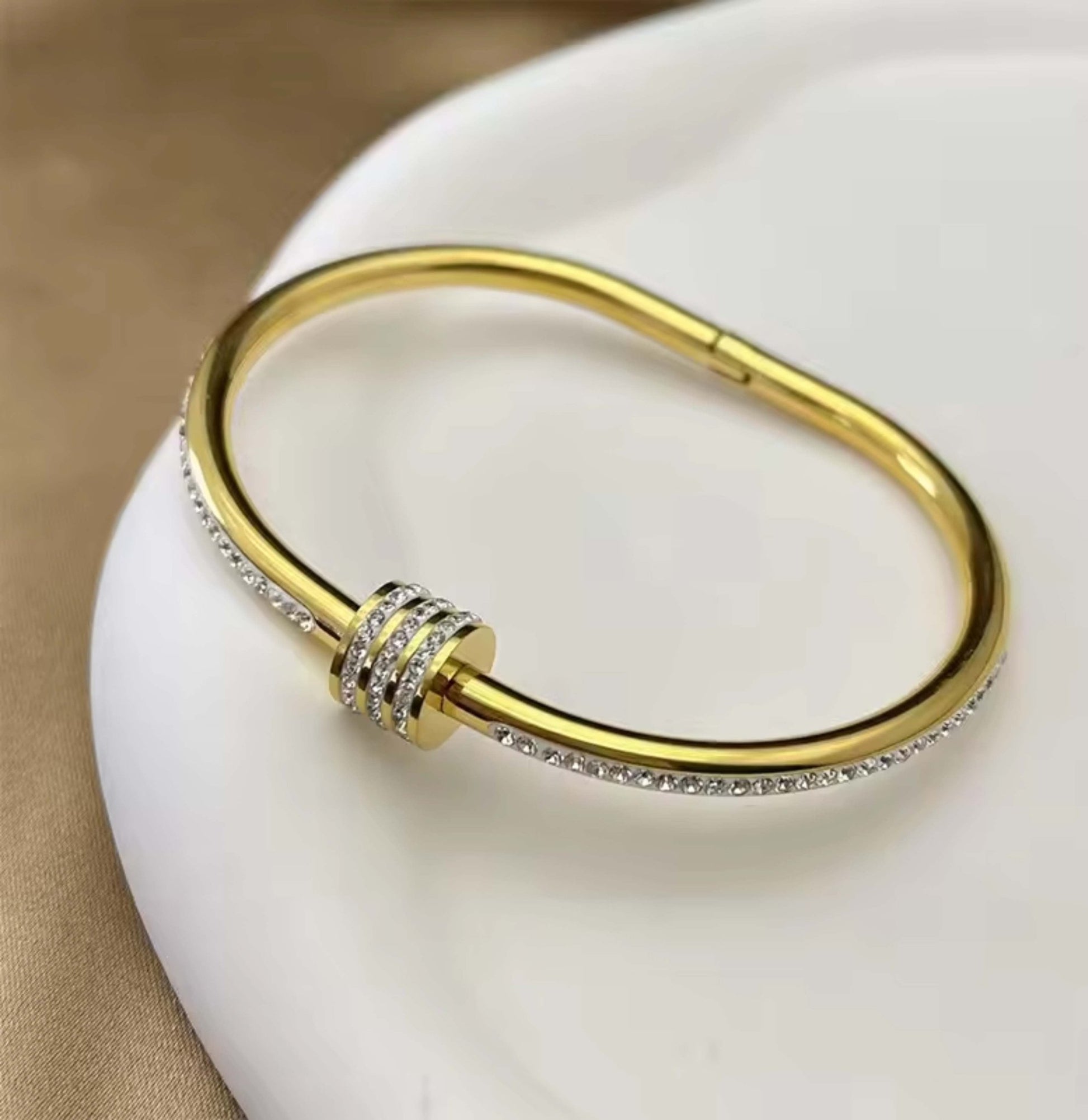 zirconia gold plated ladies bracelet - Ribbon of summer