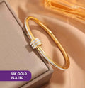 zirconia gold plated ladies bracelet - Ribbon of summer